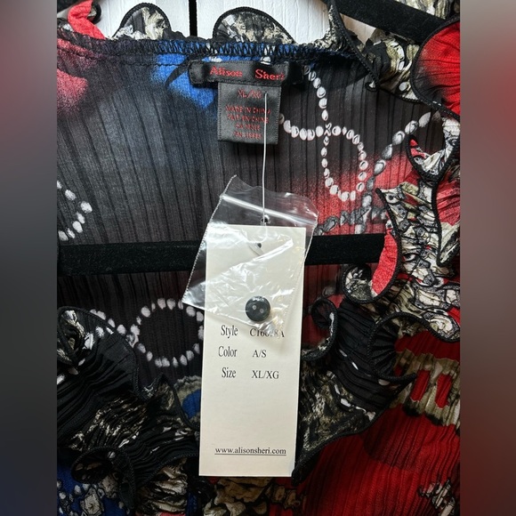 Alison Sheri - Y2K Long Sleeve Stylish Chic Red and Blue Women's Top in Size XL - Picture 5 of 11